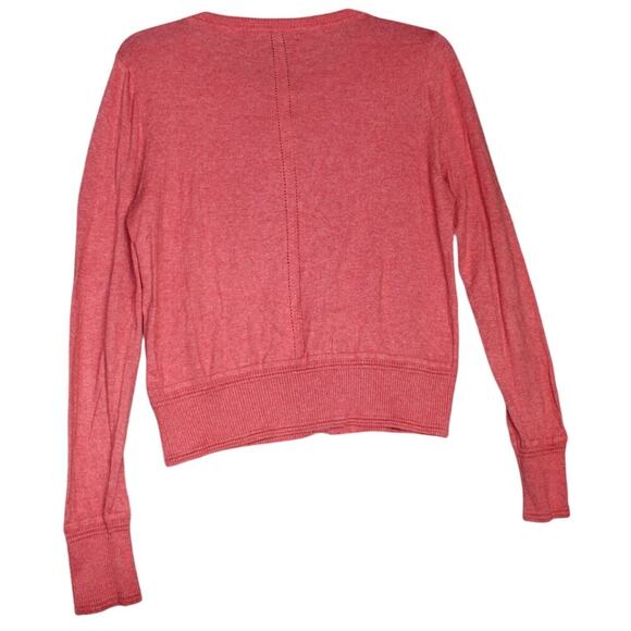 Banana Republic Womens Petite Medium Coral Lightweight LS Button Sweater - Picture 2 of 7